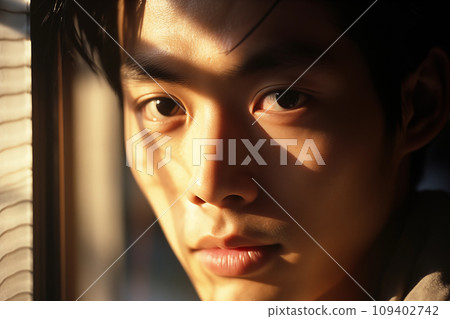Staring man's eyes AI image 109402742
