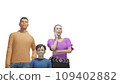 Parent and child family, 3 people, no background 109402882