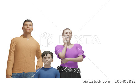 Parent and child family, 3 people, no background Parent and child family, 3 people, no background 109402882