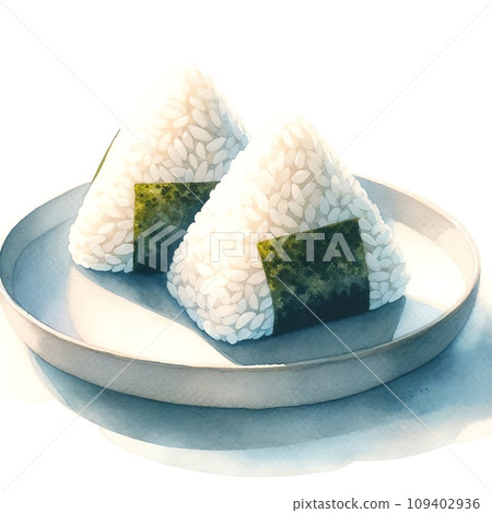 Watercolor painting_Food_Rice ball_002 - Stock Illustration [109402936 ...