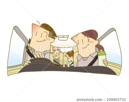 Illustration of a family enjoying a drive Illustration of a family enjoying a drive 109403732