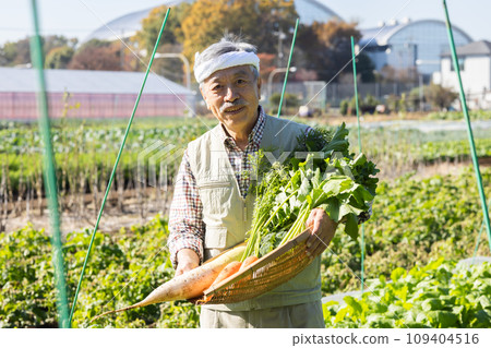 農夫在田裡種植蔬菜 109404516
