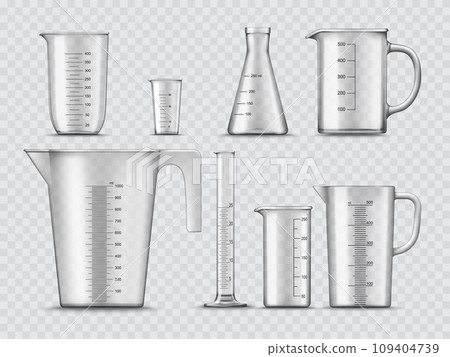 Measure glass cups and containers, laboratory beakers and chemistry flasks, realistic vector. Lab equipment and test glassware, isolated chemical tubes and measuring cylinders and vial cups Measure glass cups and containers, laboratory beakers and chemistry flasks, realistic vector. Lab equipment and test glassware, isolated chemical tubes and measuring cylinders and vial cups 109404739