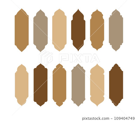 Islamic door and window shapes silhouettes of Muslim mosque arches, vector icons. Islam and Arabian eastern architecture shapes for Muslim holiday of Ramadan Kareem and Eid Mubarak Islamic door and window shapes silhouettes of Muslim mosque arches, vector icons. Islam and Arabian eastern architecture shapes for Muslim holiday of Ramadan Kareem and Eid Mubarak 109404749