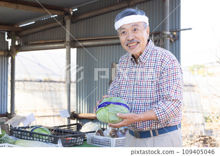 Farmer man selling vegetables from the field 109405046