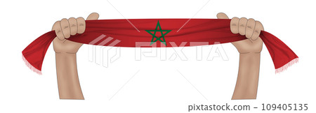 3D Flag on ribbon in hand 109405135