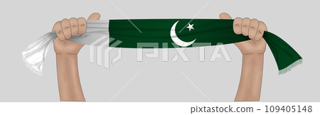 3D Flag on ribbon in hand 3D Flag on ribbon in hand 109405148