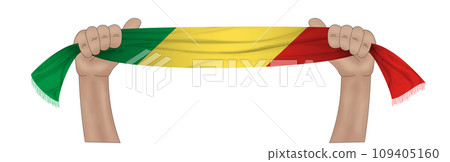 3D Flag on ribbon in hand 3D Flag on ribbon in hand 109405160