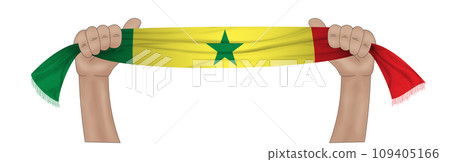 3D Flag on ribbon in hand 3D Flag on ribbon in hand 109405166