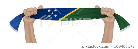 3D Flag on ribbon in hand 3D Flag on ribbon in hand 109405172