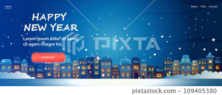night city street buildings urban cityscape background new year celebration template horizontal 109405380