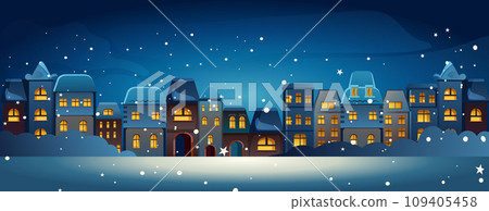night city street buildings urban snowy cityscape background horizontal night city street buildings urban snowy cityscape background horizontal 109405458