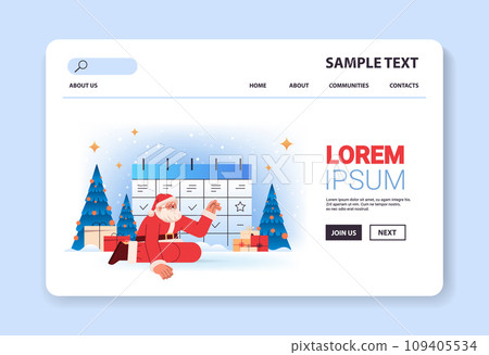 santa claus in red costume near holiday planner christmas organizer happy new year merry christmas holidays celebration concept 109405534