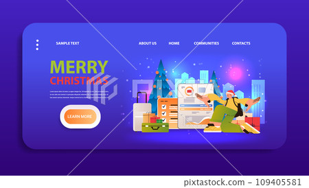 man tourist in santa ckaus hat use a travel budget planner financial efficiency budgeting and economy idea happy new year concept 109405581