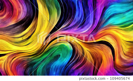 Colorful abstract pattern with undulations that resemble tree rings 109405674