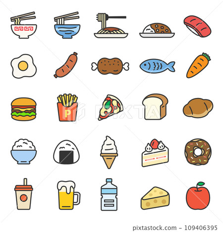 食物圖示插圖集（線條畫顏色） 109406395