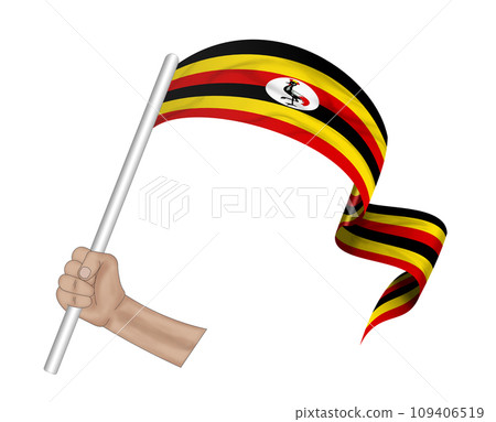 3D Flag on ribbon in hand 109406519