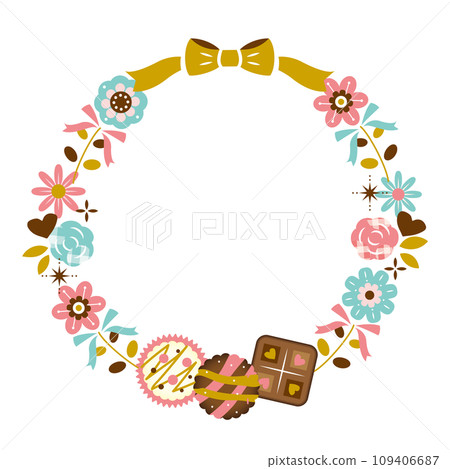 情人節框架鑲嵌著巧克力和鮮花 109406687