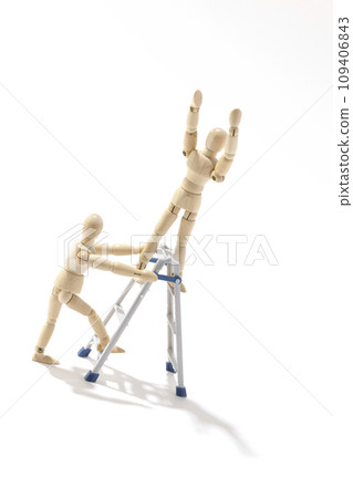 A picture of a pair working using a stepladder against a white background 109406843