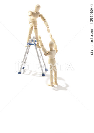 A picture of a pair working using a stepladder against a white background 109406866