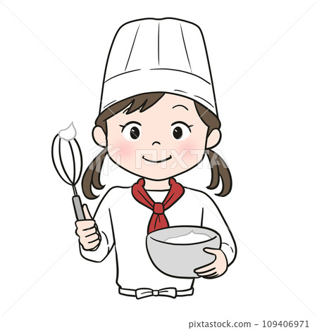 Girl experiencing pastry chef (upper body) color 109406971