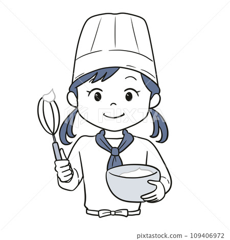 Girl experiencing pastry chef (upper body) 1 tone 109406972