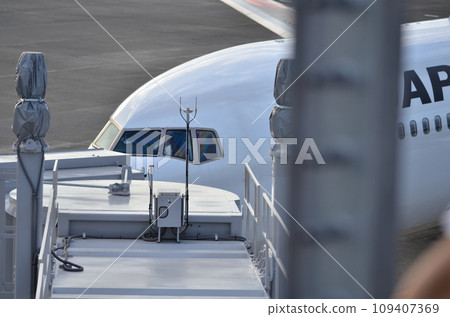 Airplane preparing to disembark 109407369