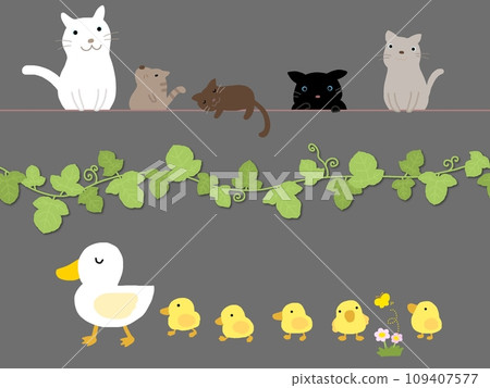 Cat and duck illustration ④ White background Cat and duck illustration ④ White background 109407577