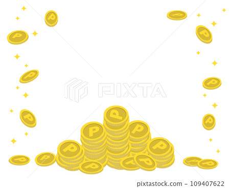 Frame background with stacked point coins 109407622