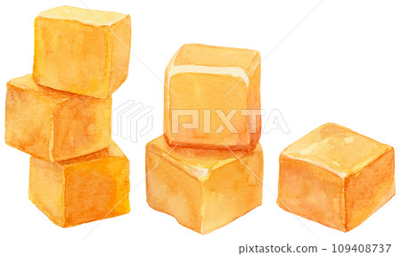 Stacked cubes of caramel watercolor illustration 109408737