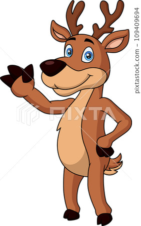 Cute deer cartoon waving hand Cute deer cartoon waving hand 109409694