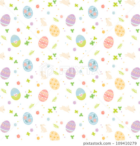 Cute easter illustration seamless pattern 109410279