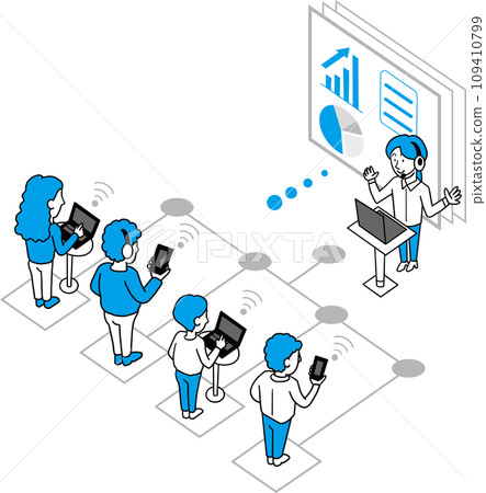 Image illustration of webinar/online training session/briefing session (blue) 109410799