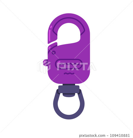 Purple Carabiner or Karabiner as Clip and Shackle Vector Illustration 109410881