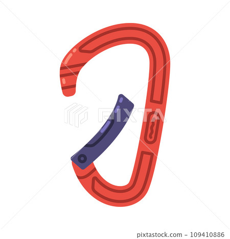 Red Carabiner or Karabiner as Clip and Shackle Vector Illustration Red Carabiner or Karabiner as Clip and Shackle Vector Illustration 109410886