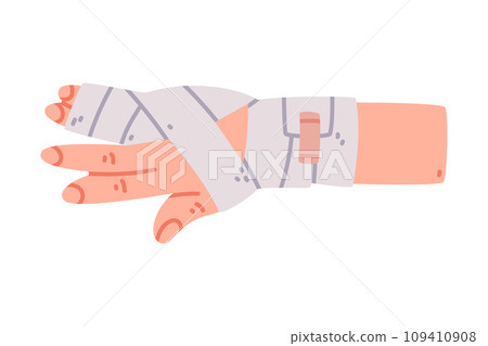 Bandaged Finger First Aid for Injured Body Part Vector Illustration Bandaged Finger First Aid for Injured Body Part Vector Illustration 109410908