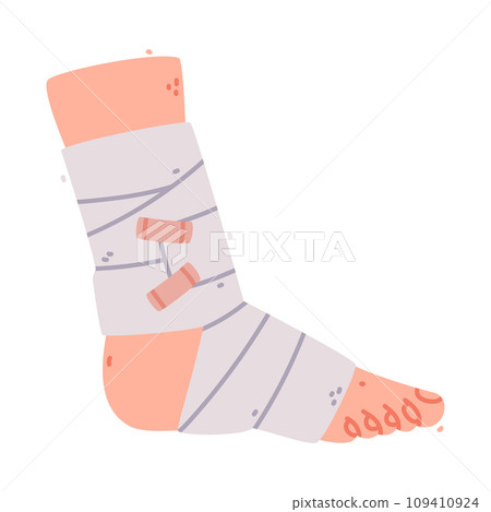 Bandaged Leg First Aid for Injured Body Part Vector Illustration 109410924