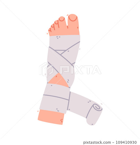 Bandaged Leg First Aid for Injured Body Part Vector Illustration 109410930