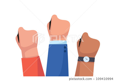 Group of fists raised up in air vector illustration 109410994