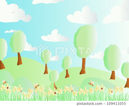 landscape with tree and grass 109411055