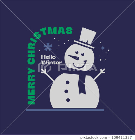 Snowman sticker or label. Christmas sign. Snowman sticker or label. Christmas sign. 109411357