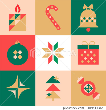 Christmas geometric seamless pattern with icons Christmas geometric seamless pattern with icons 109411364