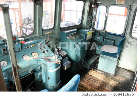 The engine room of the diesel locomotive DF50 on display at the Railway History Park in SAIJO The engine room of the diesel locomotive DF50 on display at the Railway History Park in SAIJO 109411650