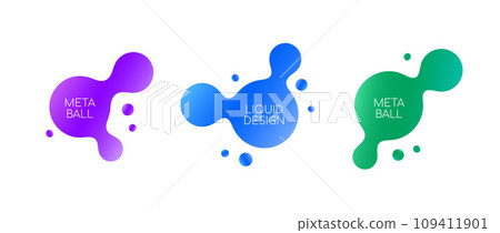 Abstract sphere blobs collection. Gradient liquid metaballs set. Bright amoeba blotches, drops or stains bundle. Morphing design elements for label, sticker, banner, tag, collage, poster. Vector pack Abstract sphere blobs collection. Gradient liquid metaballs set. Bright amoeba blotches, drops or stains bundle. Morphing design elements for label, sticker, banner, tag, collage, poster. Vector pack 109411901