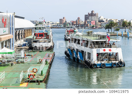 The ferry sailing at Gushan Fishing Port of Kaohsiung, Taiwan. The ferry sailing at Gushan Fishing Port of Kaohsiung, Taiwan. 109411975