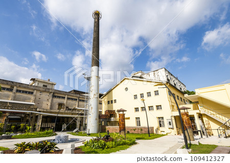 Pingtung, Taiwan- April 29, 2022: View of the Pingtung 1936 Tobacco Culture Base (PT1936), Taiwan. It is the former Pingtung Cigarette Factory established in 1936 during the Japanese rule. 109412327