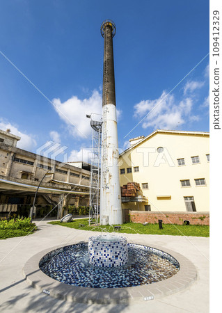 Pingtung, Taiwan- April 29, 2022: View of the Pingtung 1936 Tobacco Culture Base (PT1936), Taiwan. It is the former Pingtung Cigarette Factory established in 1936 during the Japanese rule. 109412329