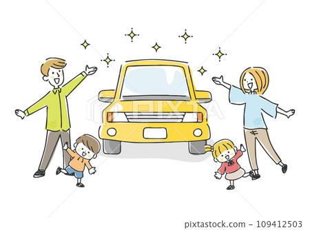 Illustration of car and family 109412503