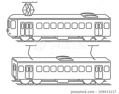 簡單的電車線圖插圖 簡單的電車線圖插圖 109413217
