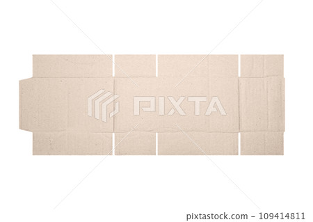 Template of cardboard box mockup with die-cut pattern 109414811